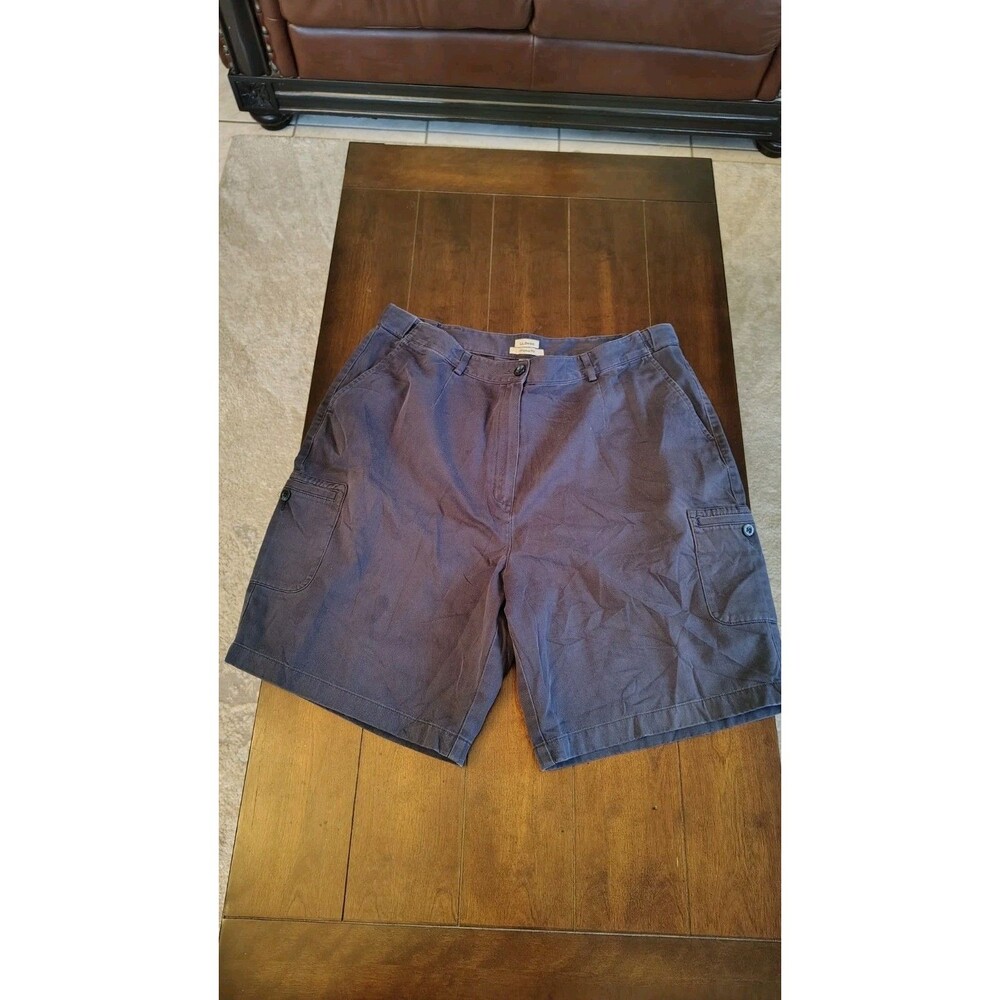 L.L. Bean Shorts Womans18 Blue Original Fit 100% Cotton Elastic Waist Gorpcore
